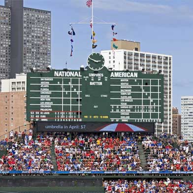 MLB All-Star Game Wrigley Field iconic scoreboard