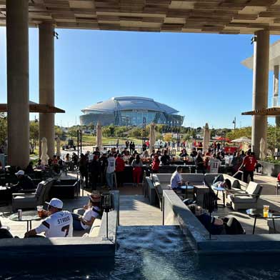 Dallas Cowboys Packages View of AT&T Stadium from the Live by Loews Arlington hotel