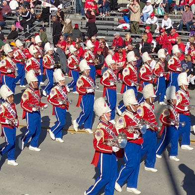 Rose Bowl Band marching in the Tournament of Roses Parade