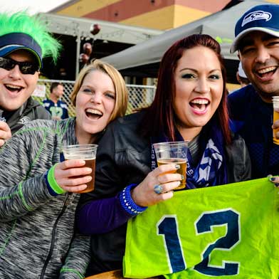 Super Bowl Fans at pre game VIP tailgate Party at the Super Bowl