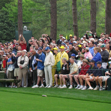Masters Golf Tournament Patrons watching the Masters Golf Tournament
