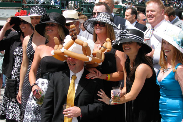 Travelers attending the Kentucky Derby partying before the race